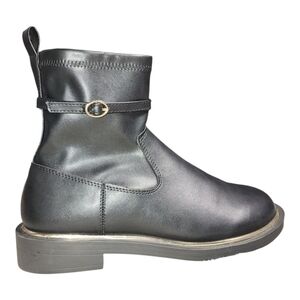 Zara Ankle Boots Strap Accnt Women Sz 7.5 Black Sleek‎ Casual Office Night Out